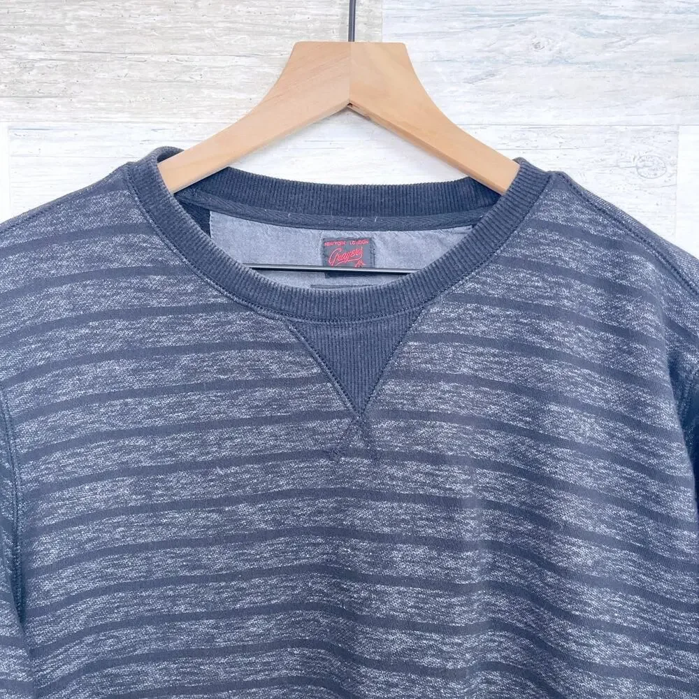 Grayers Heathered Striped Sweatshirt Gray Casual Comfort Lounge Mens Large